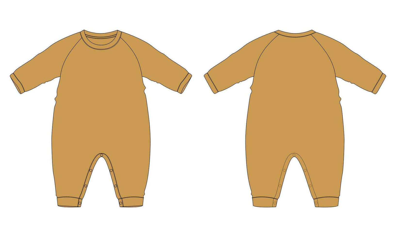 Long sleeve romper bodysuit vector illustration template for kids.