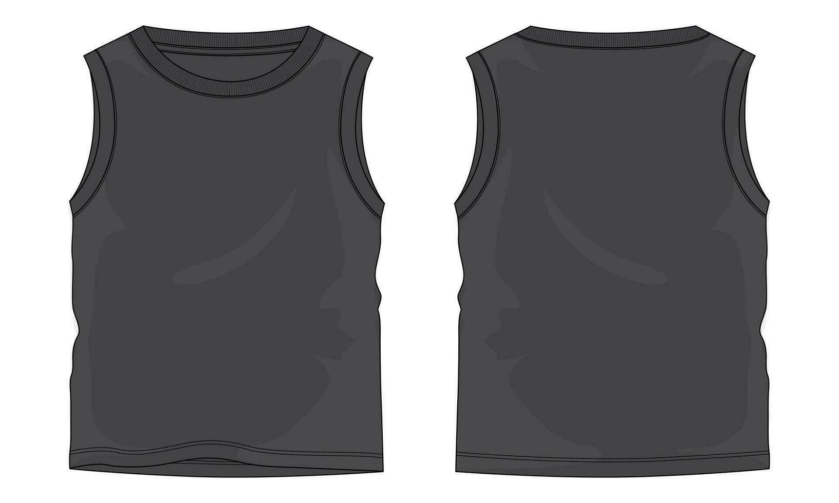 Tank tops Technical drawing fashion flat sketch vector illustration template front and back views