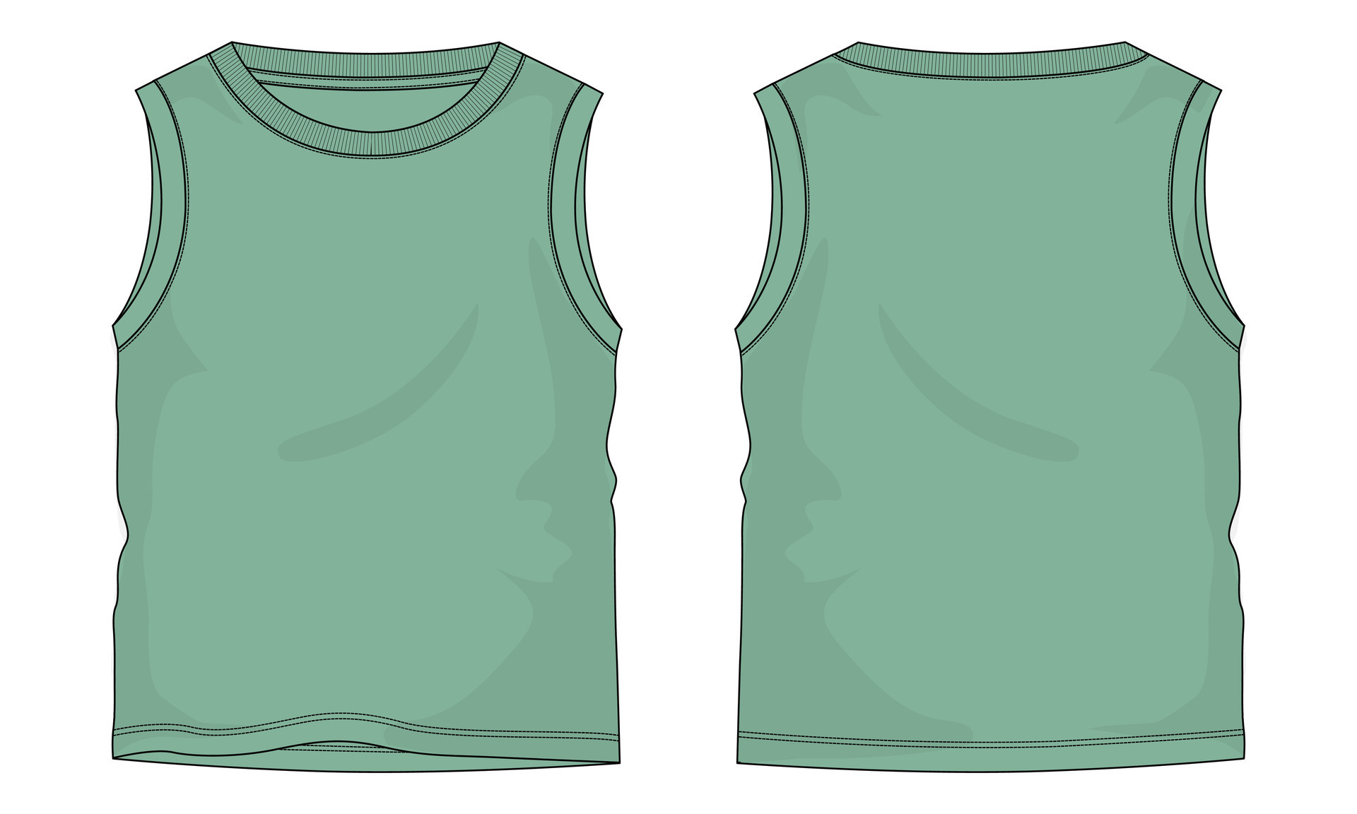 Tank tops Technical drawing fashion flat sketch vector illustration ...