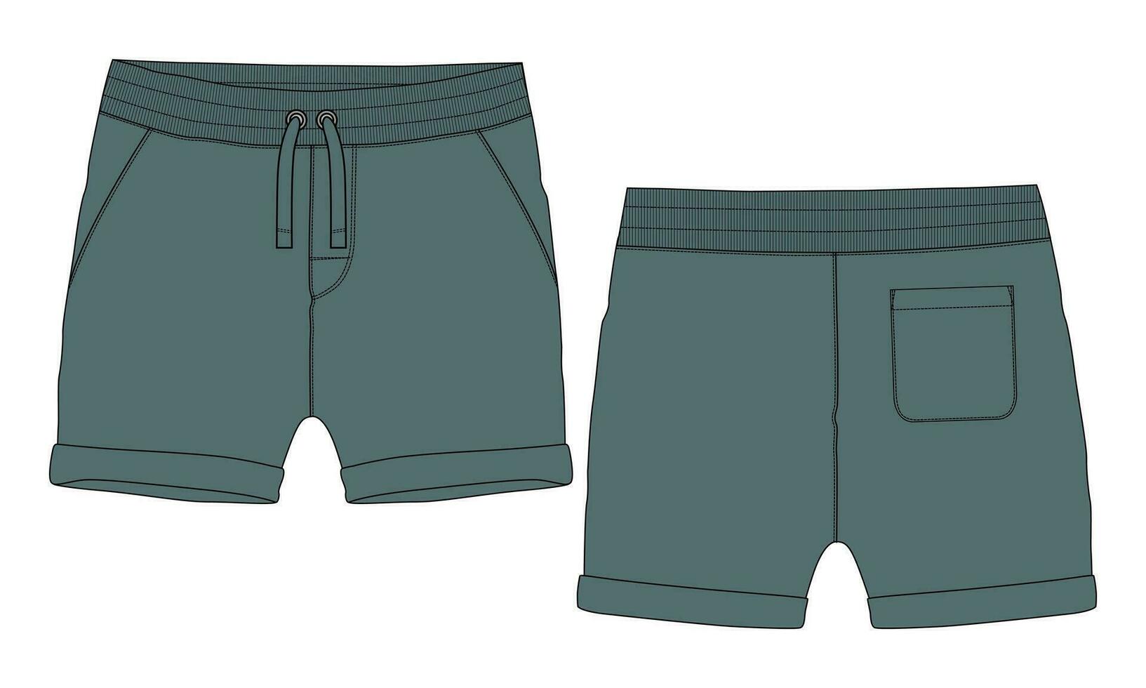 Sweat shorts pant vector illustration template front and back views