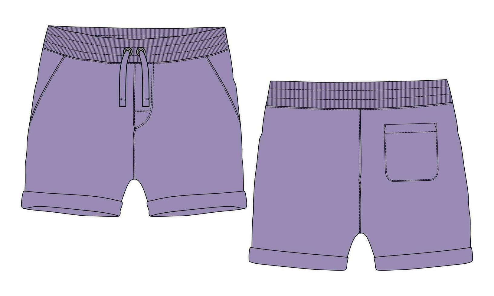 Sweat shorts pant vector illustration template front and back views