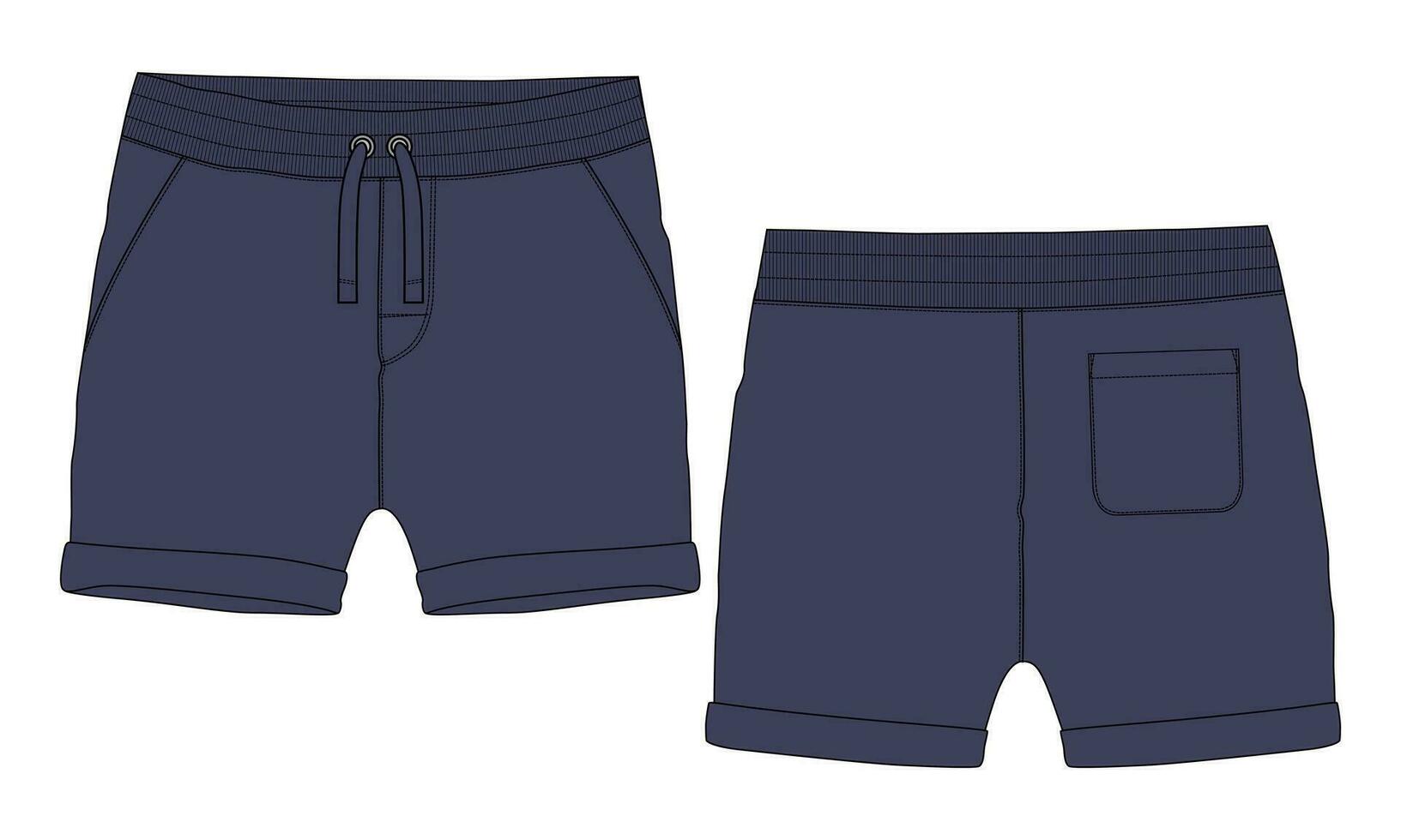 Sweat shorts pant vector illustration template front and back views