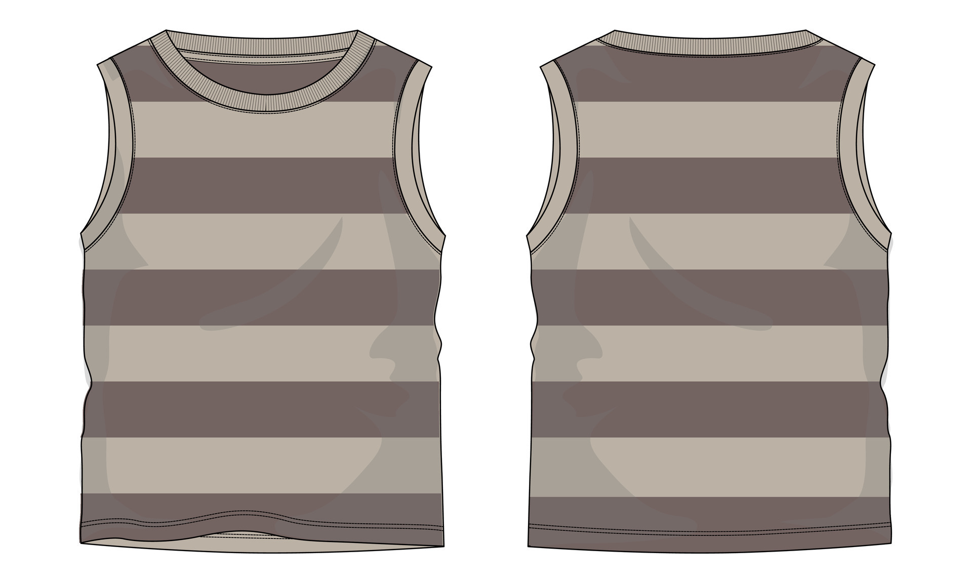 Tank Tops with all over stripe Technical drawing Fashion flat sketch ...