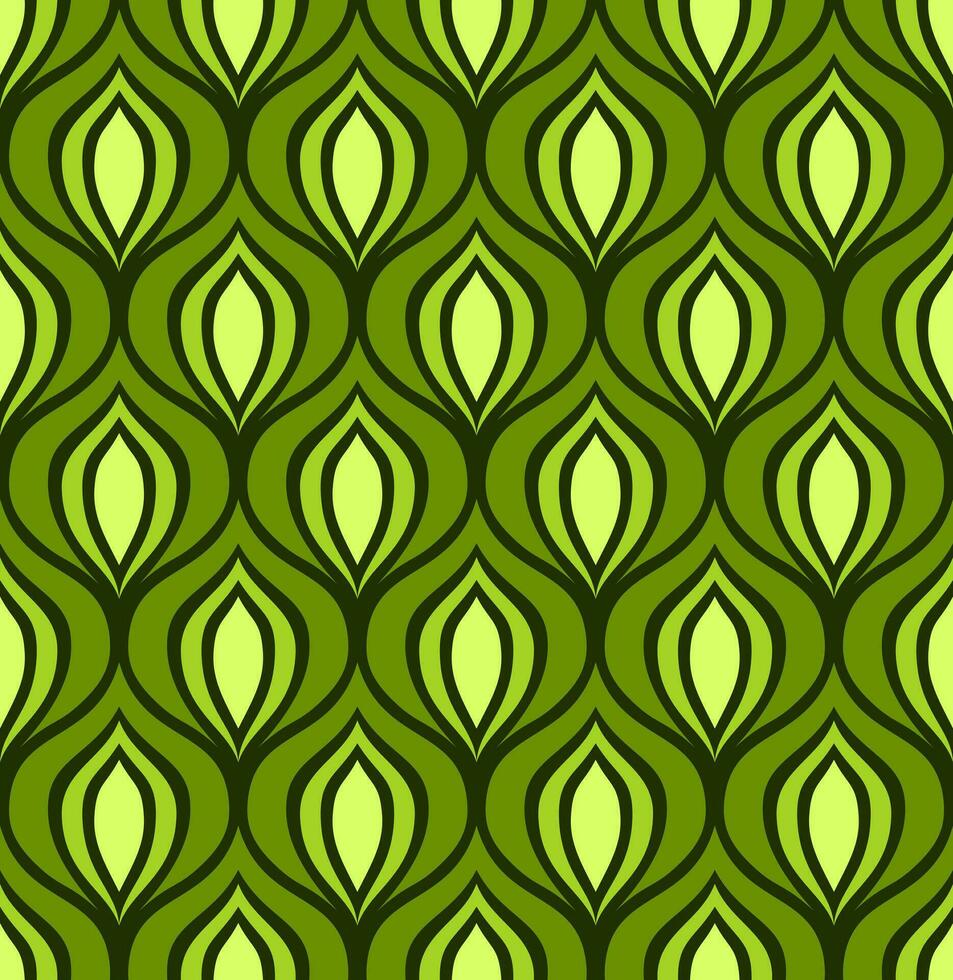 DARK GREEN VECTOR SEAMLESS BACKGROUND WITH LIGHT GREEN ABSTRACT FIGURES IN ART DECO STYLE