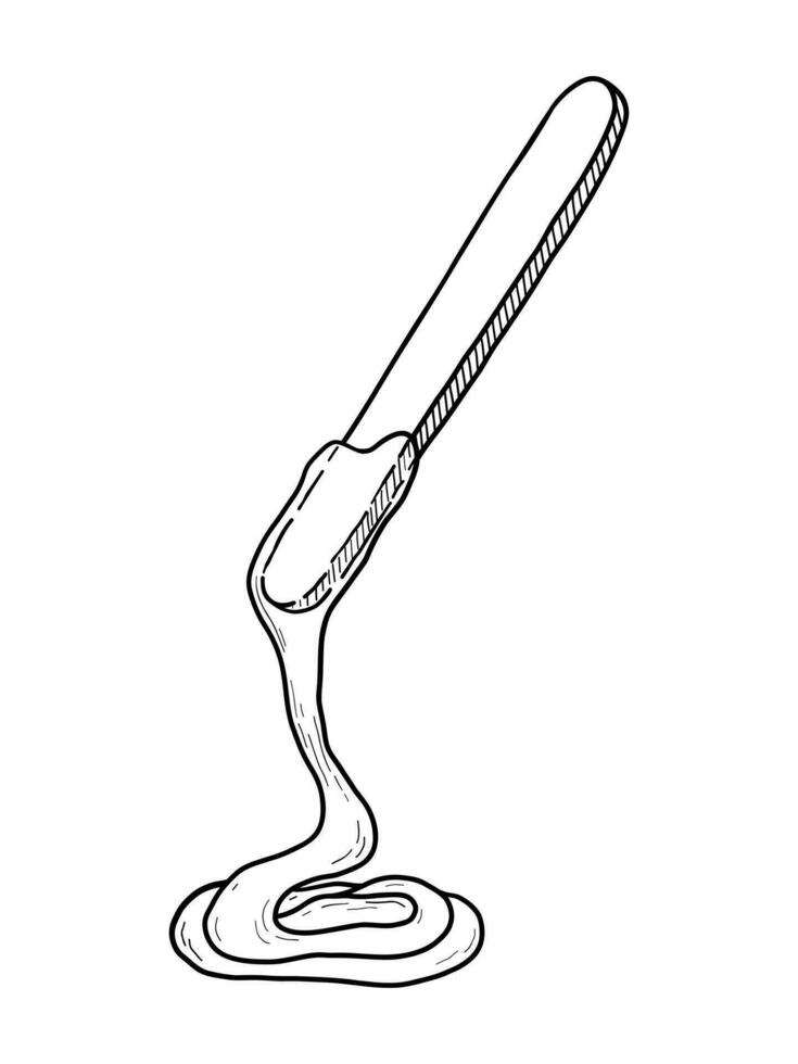 VECTOR ISOLATED ON A WHITE BACKGROUND DOODLE ILLUSTRATION OF A SHOVEL WITH A FLOWING PASTE FOR SUGARING