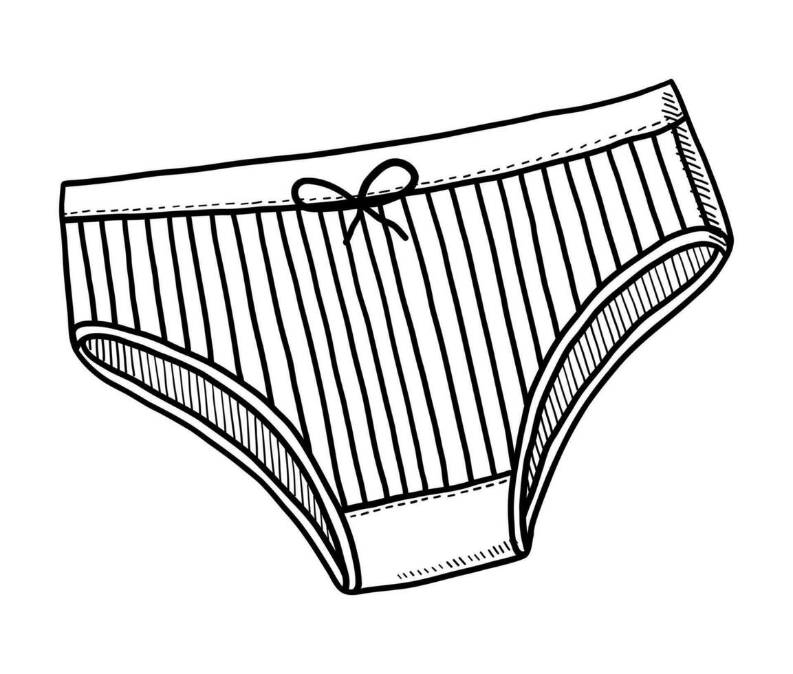 VECTOR ISOLATED ON A WHITE BACKGROUND DOODLE ILLUSTRATION OF WOMEN'S UNDERPANTS