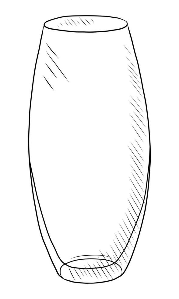 BLACK VECTOR ISOLATED ON A WHITE BACKGROUND DOODLE ILLUSTRATION OF A GLASS VASE FOR FLOWERS