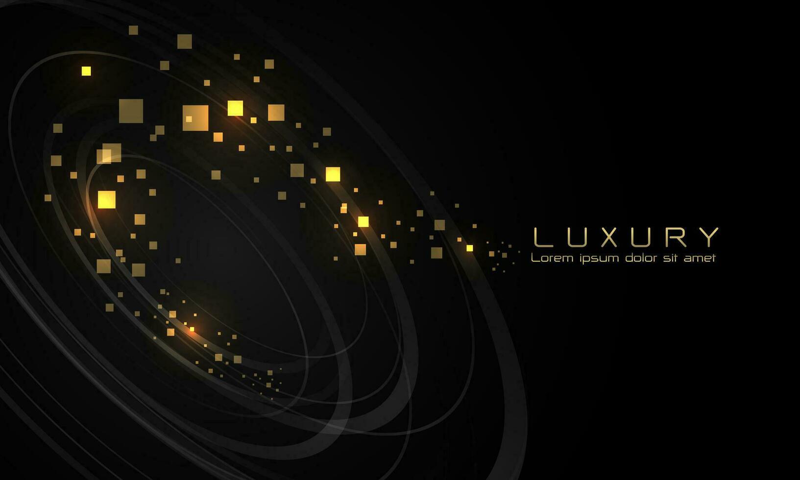 Abstract black lines circle gold squares scatter curves luxury design modern creative background vector