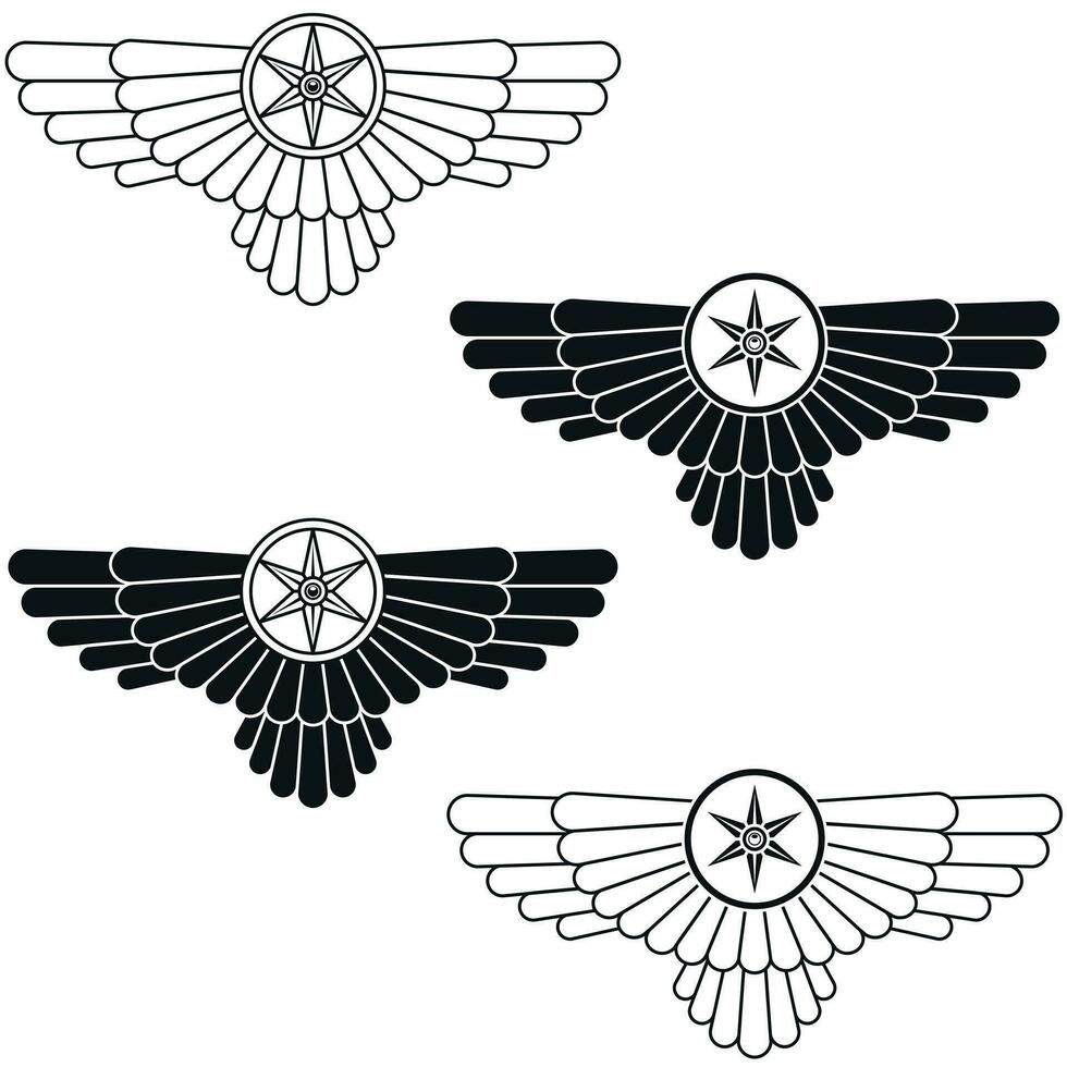 Zoroastrian winged disc vector design