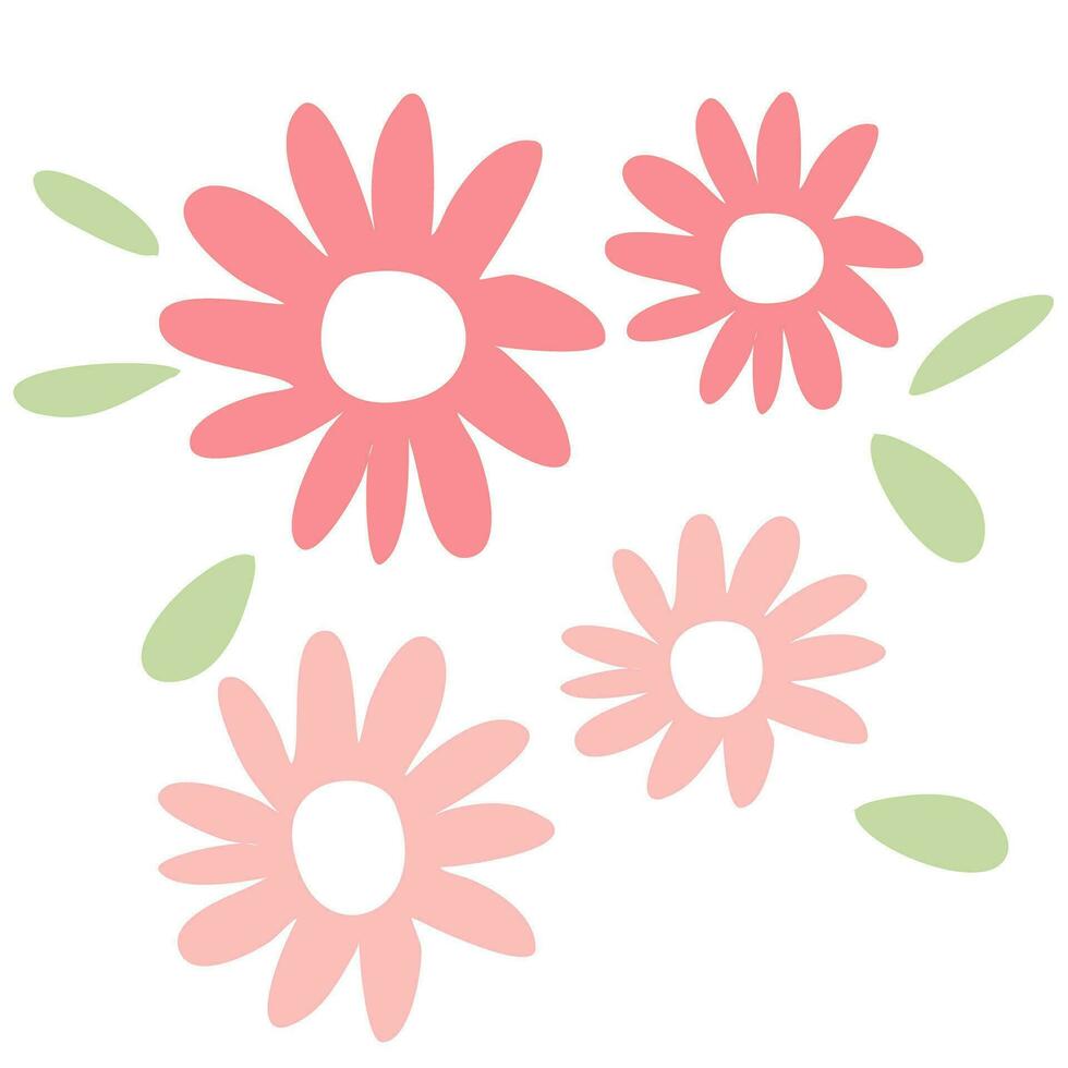 pink flowers and leaves are shown in this illustration vector