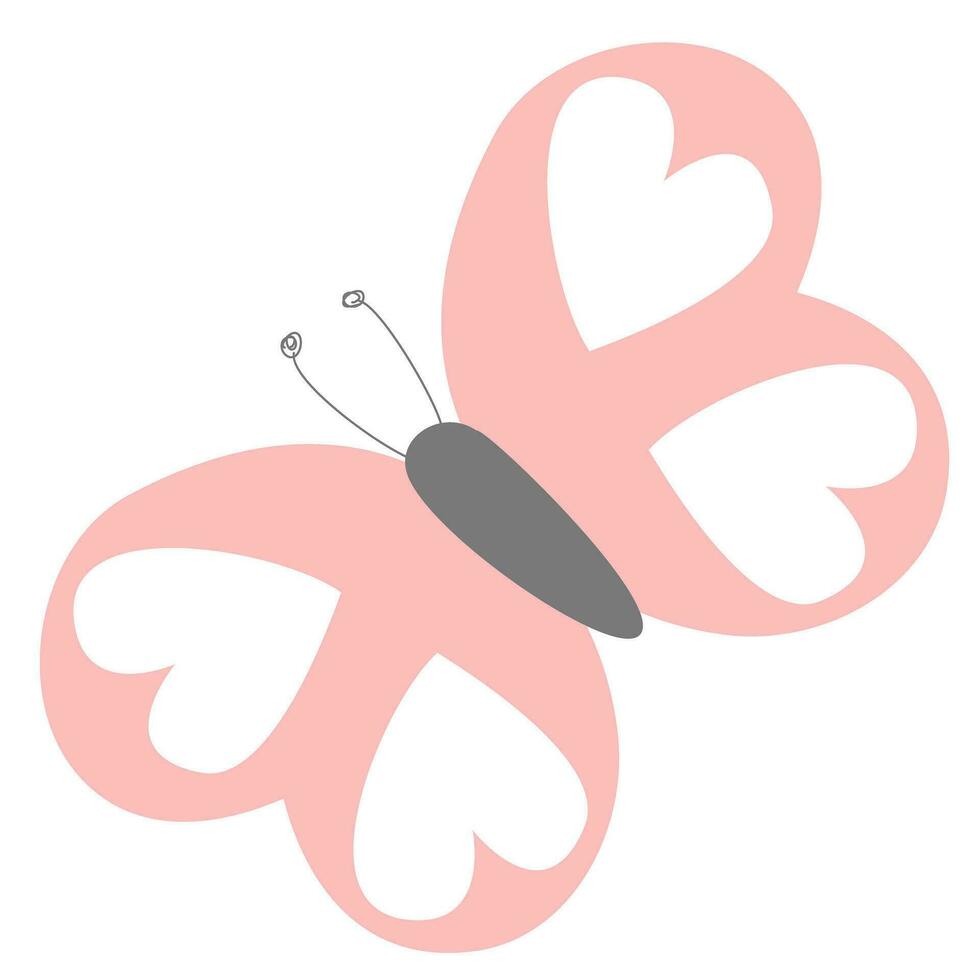 pink butterfly with hearts on it vector