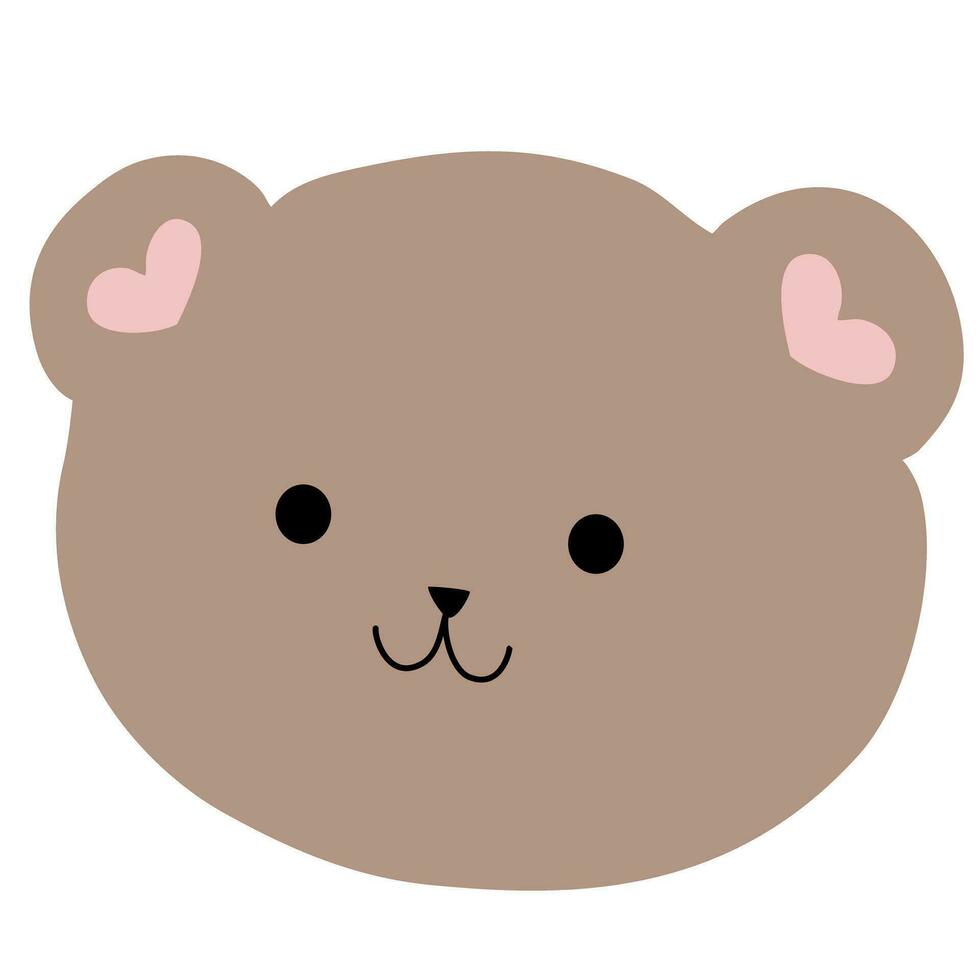 cute brown bear with pink hearts on its face vector