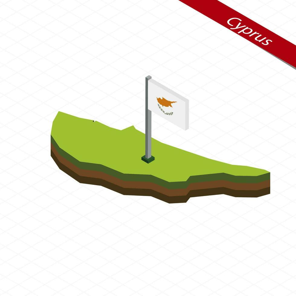 Cyprus Isometric map and flag. Vector Illustration.
