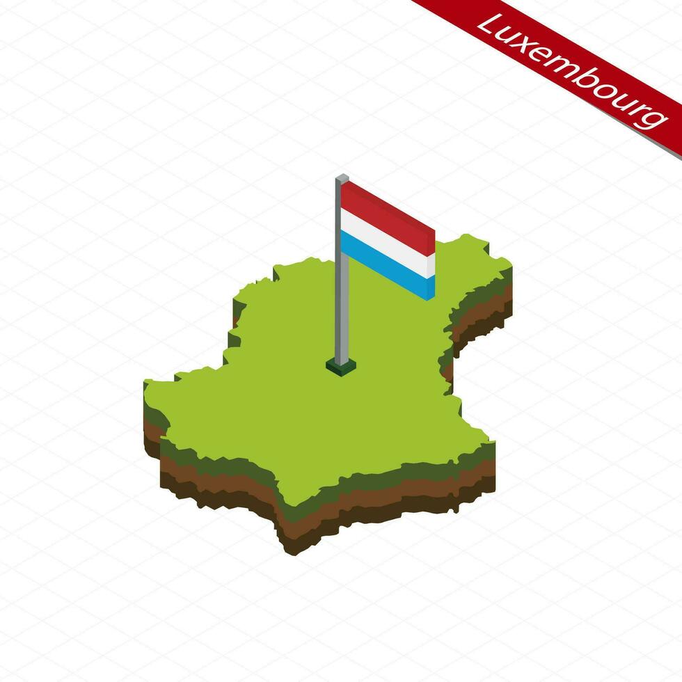 Luxemburgo isométrica mapa y bandera. vector ilustración.