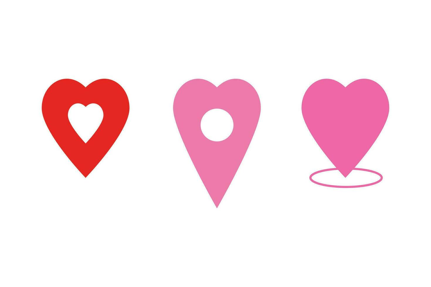 Heart pin for love, valentine, long distance, map, honeymoon, icon vector