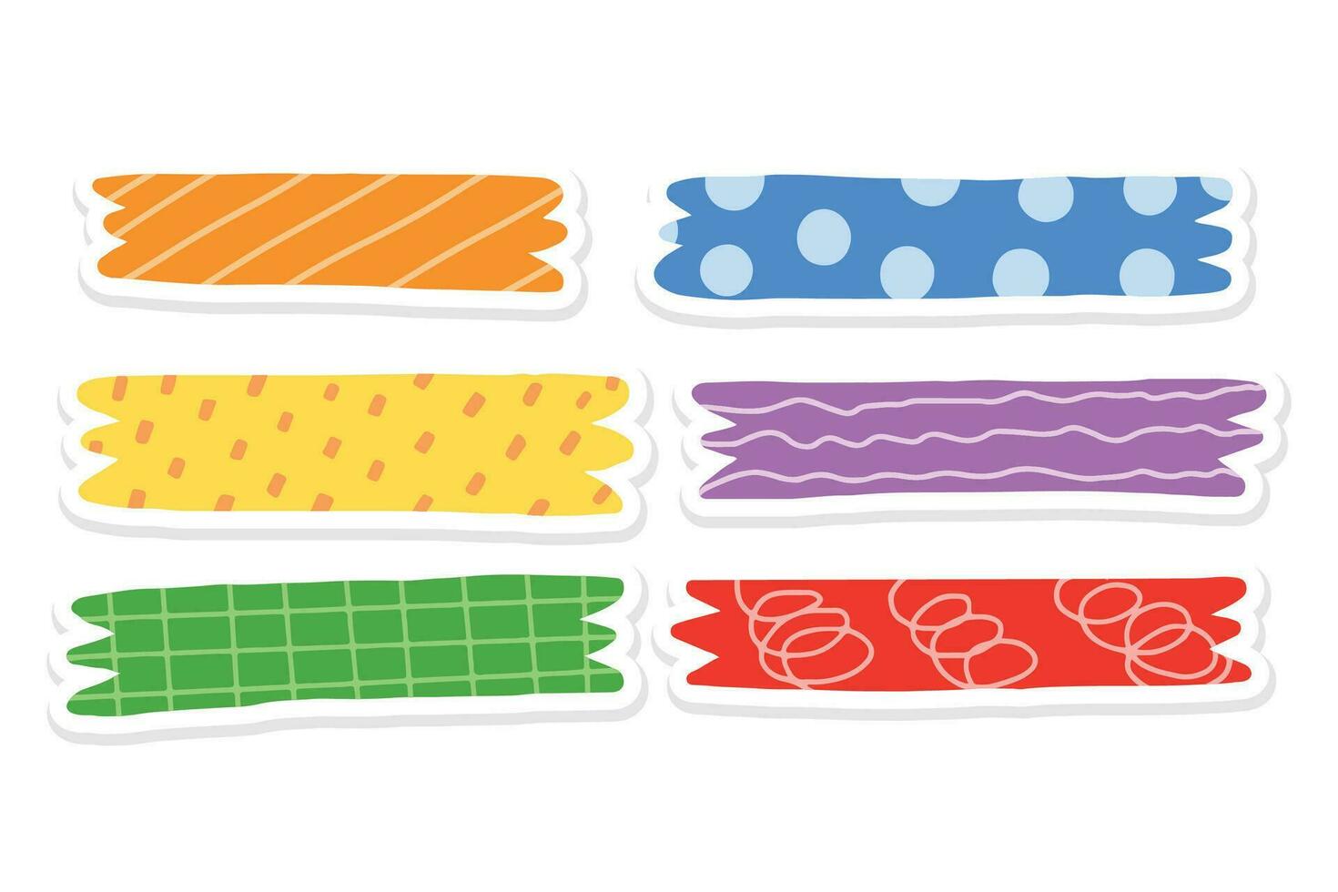colorful stickers hand drawn for daily planner, element, note, day, tape vector