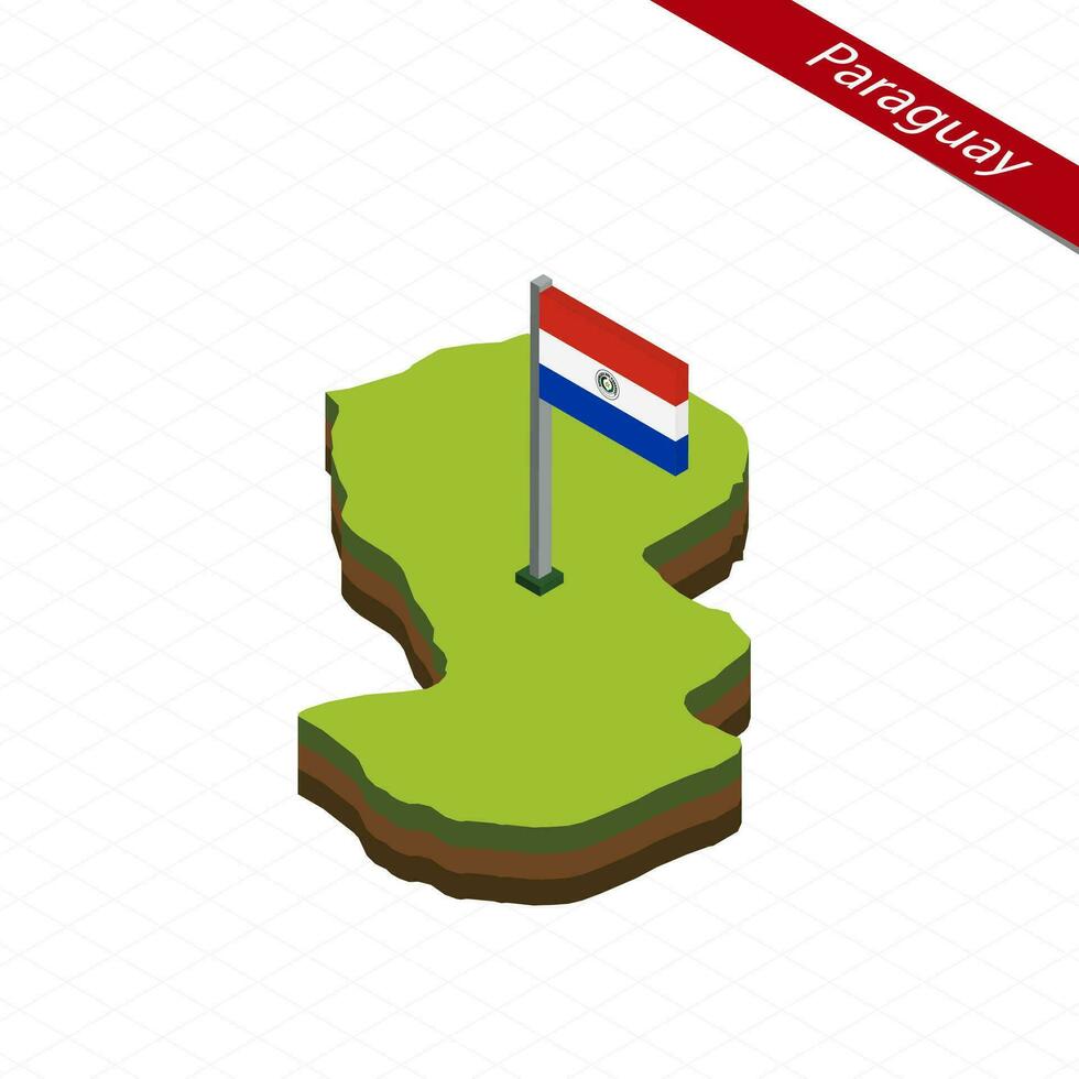 Paraguay Isometric map and flag. Vector Illustration.