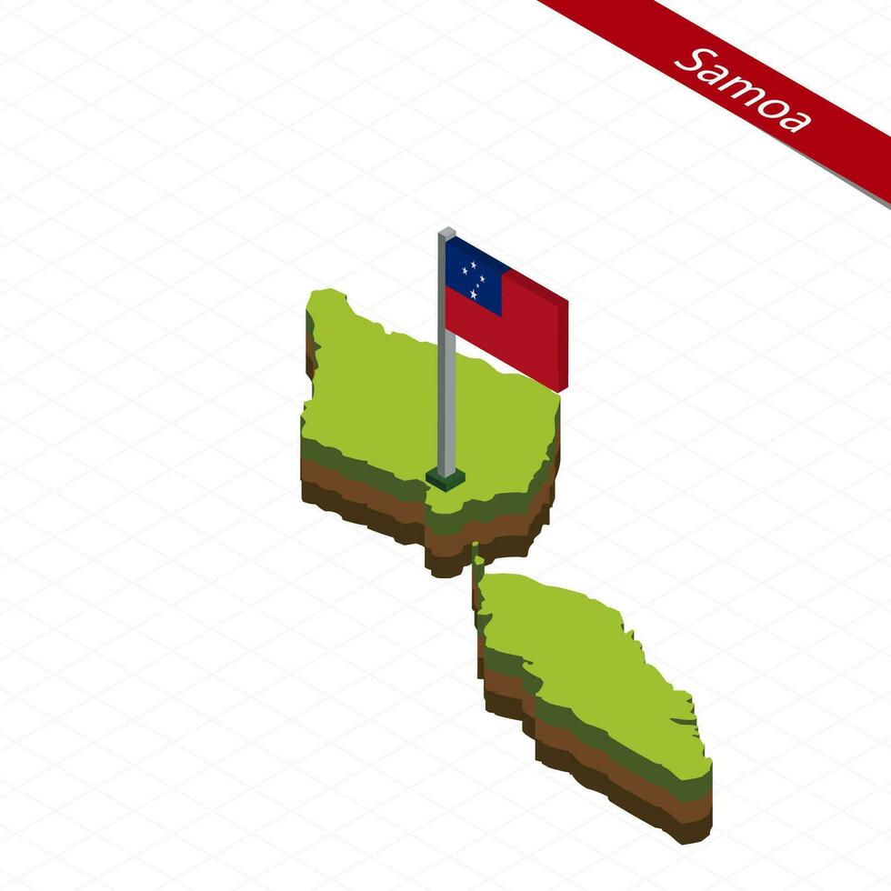 Samoa isométrica mapa y bandera. vector ilustración.