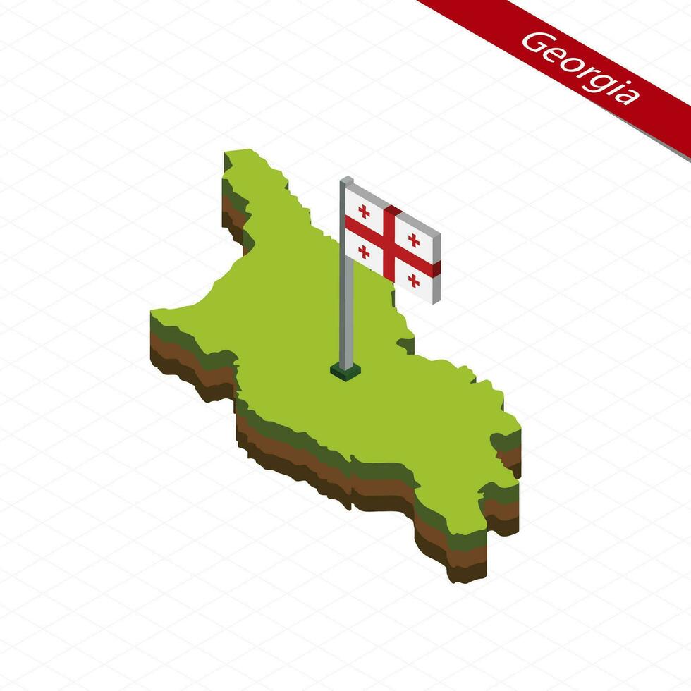 Georgia isométrica mapa y bandera. vector ilustración.