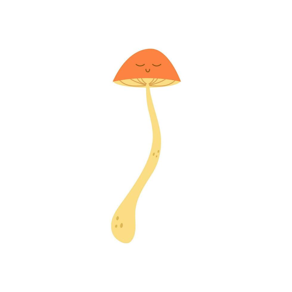 groovy mushroom with eyes vector