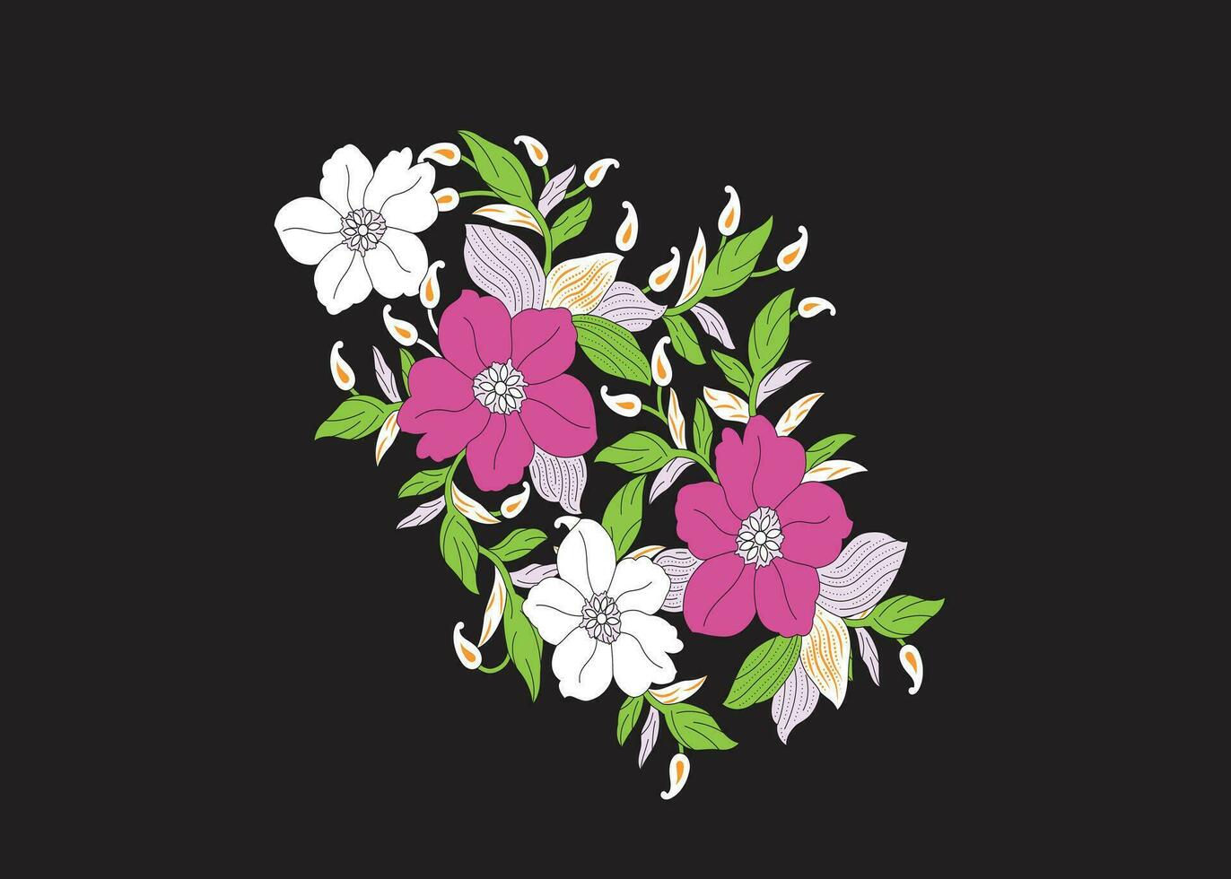 un cerca arriba floral negro antecedentes vector