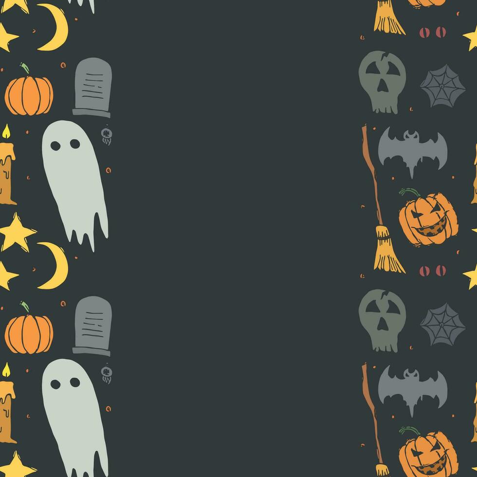 Halloween frame. Doodle Halloween background with place for text vector