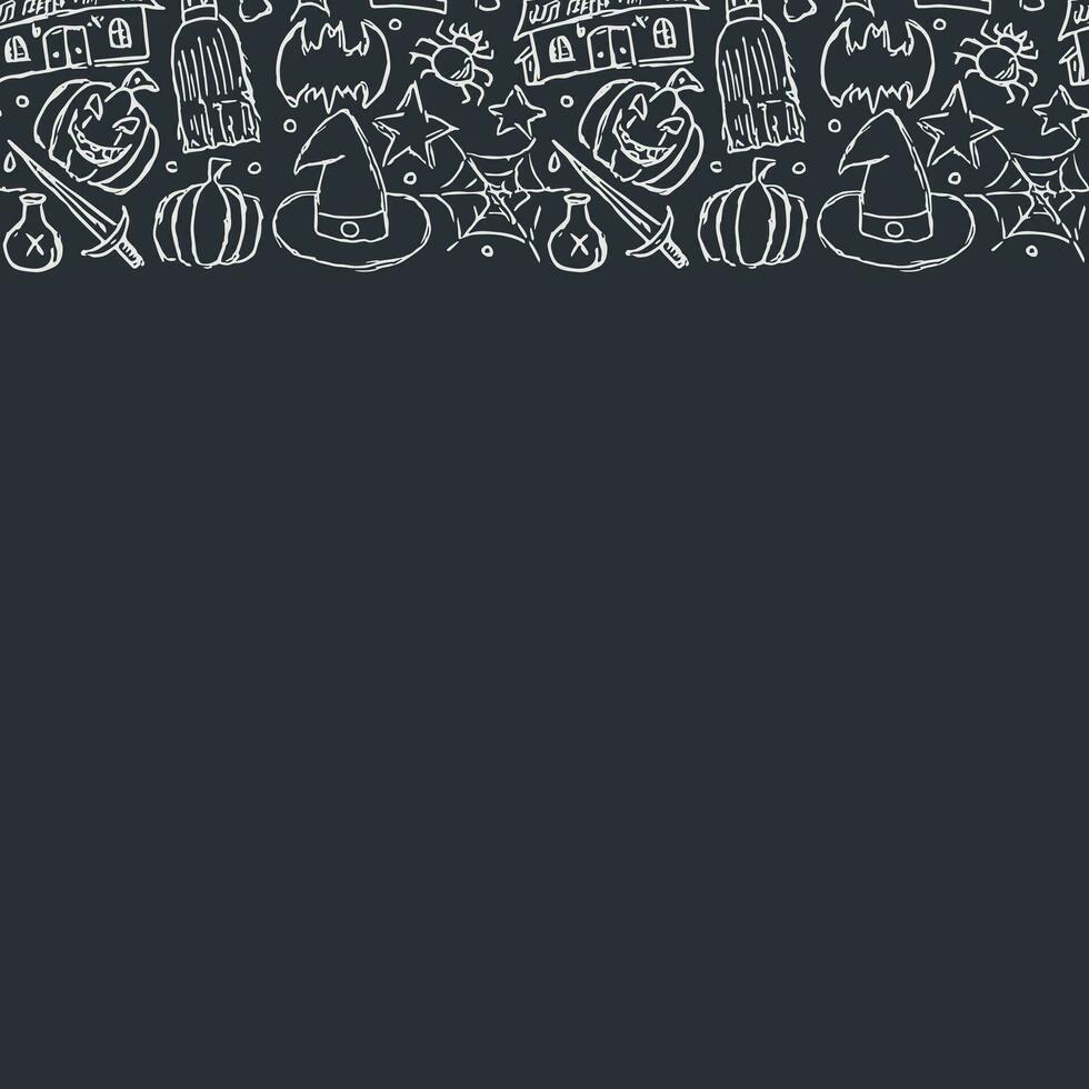 Halloween frame. Doodle Halloween background with place for text vector