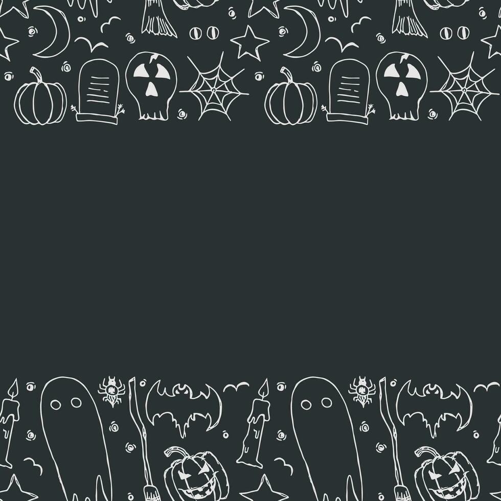 Halloween frame. Doodle Halloween background with place for text vector