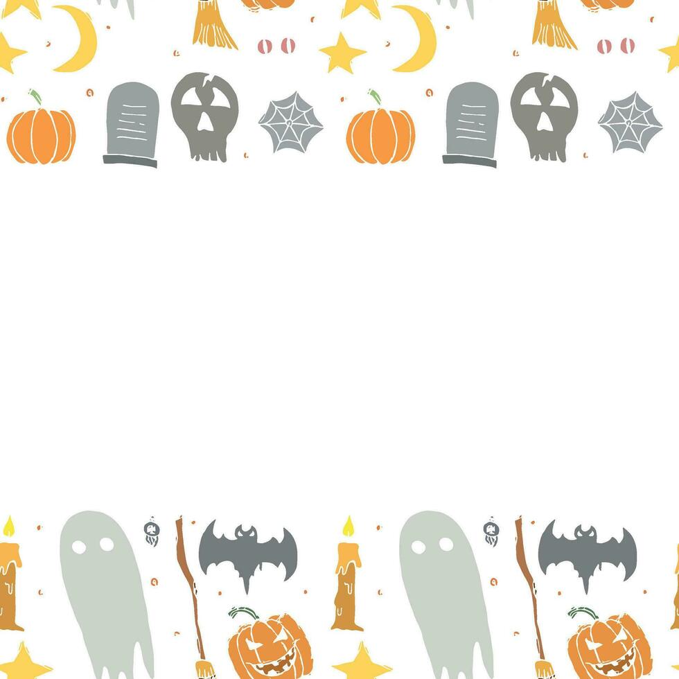 Halloween frame. Doodle Halloween background with place for text vector