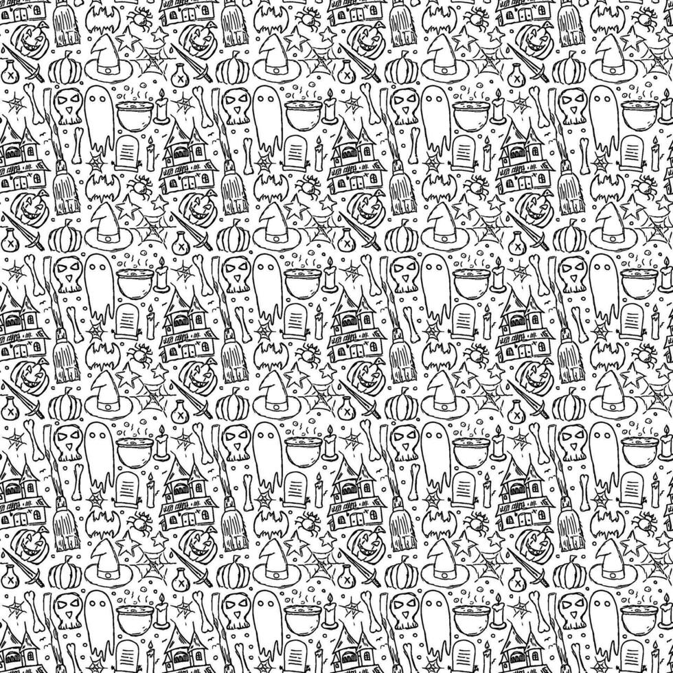 Halloween pattern. Doodle Halloween background vector