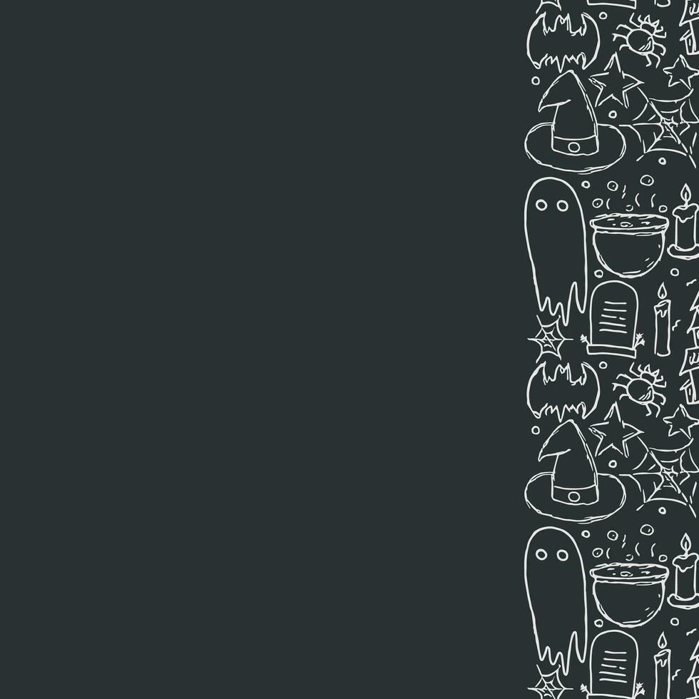 Halloween frame. Doodle Halloween background with place for text vector