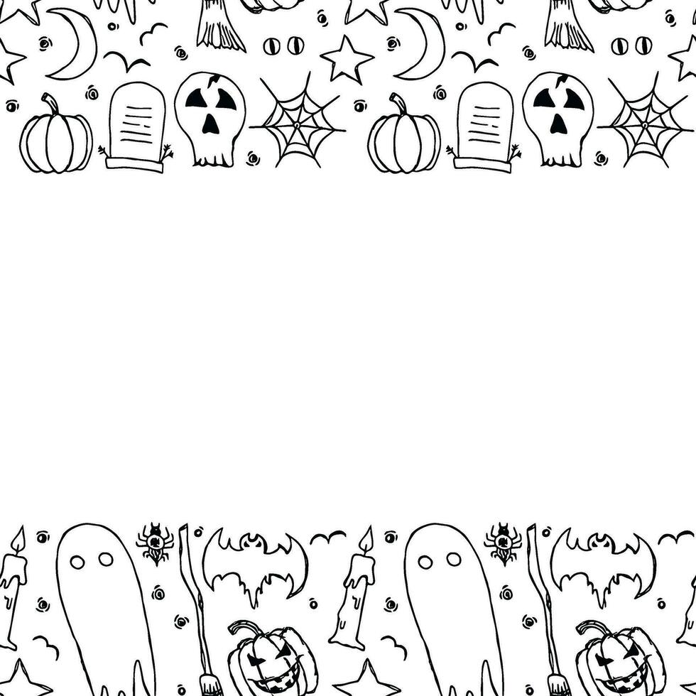 Halloween frame. Doodle Halloween background with place for text vector