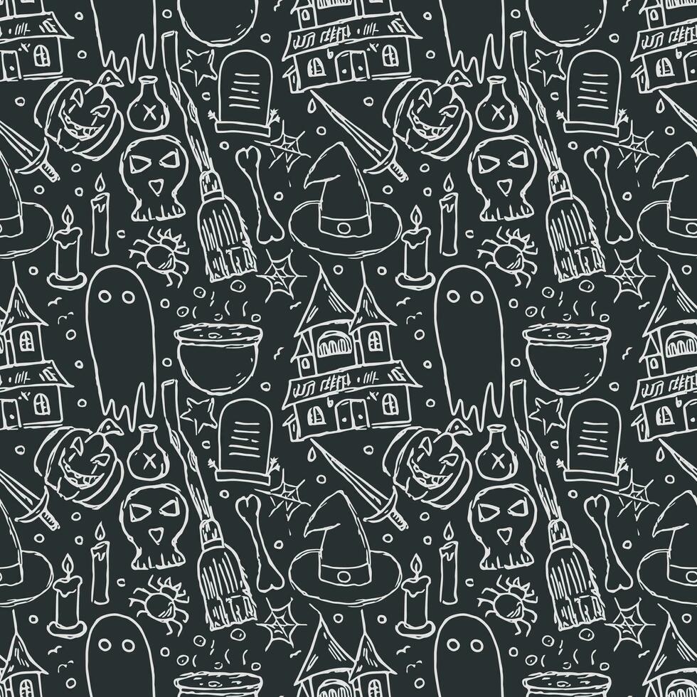 Halloween pattern. Doodle Halloween background vector