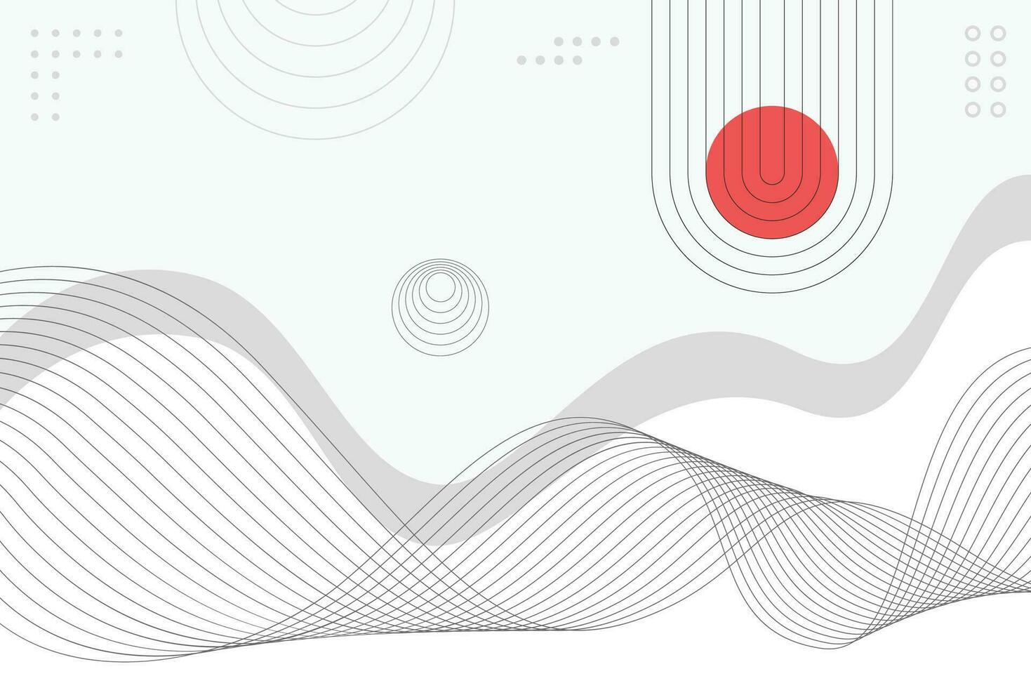 White background with wavy line and red circle vector
