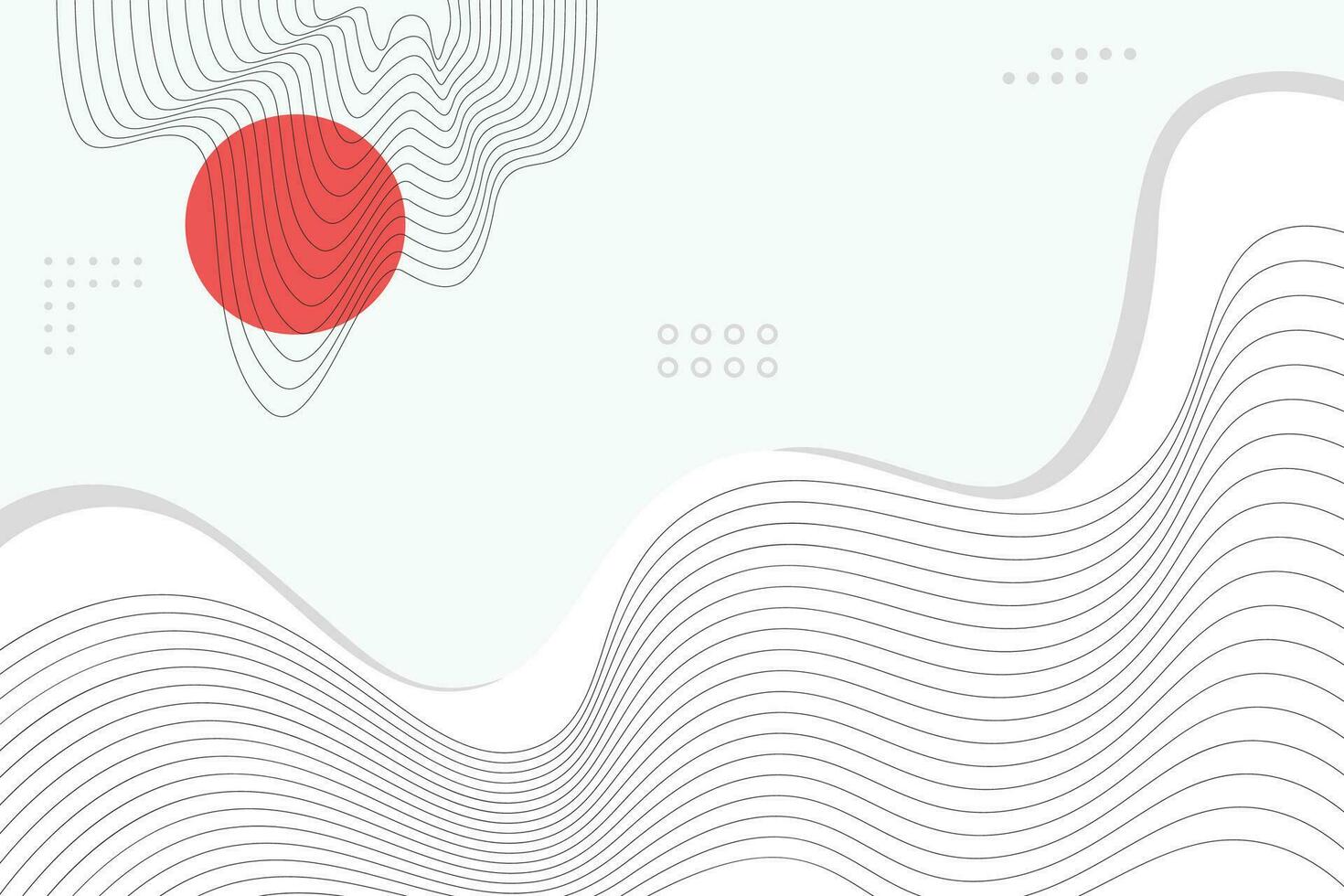 White background with wavy line and red circle vector