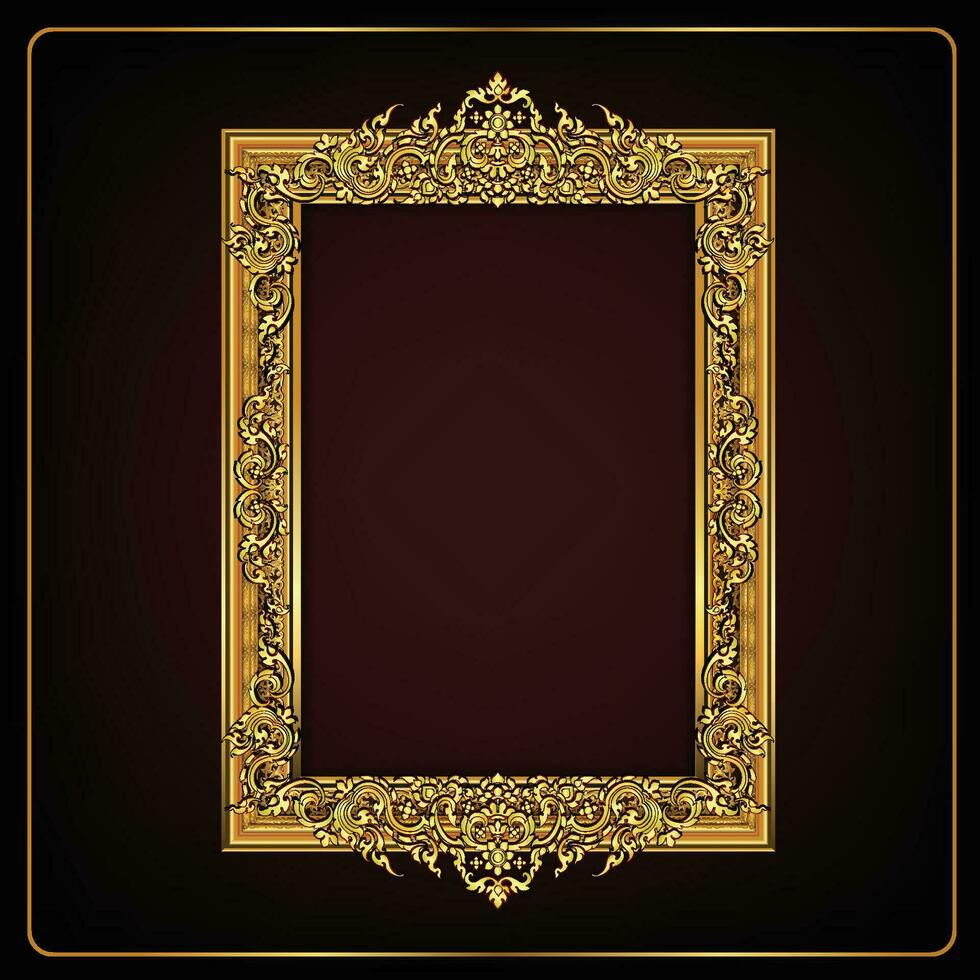 Gold frame with corner line floral for picture, Vector design decoration pattern style