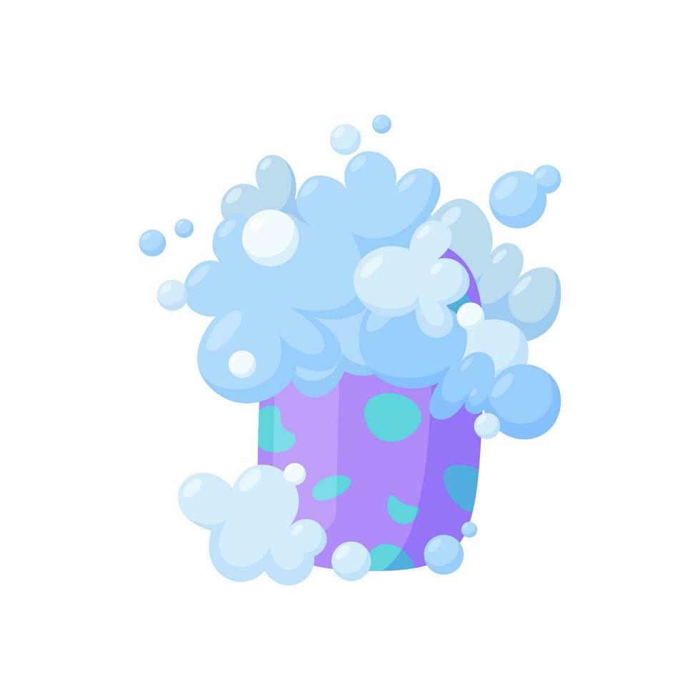 Soap bar with bubbles and foam. Homemade organic soap. Vector illustration