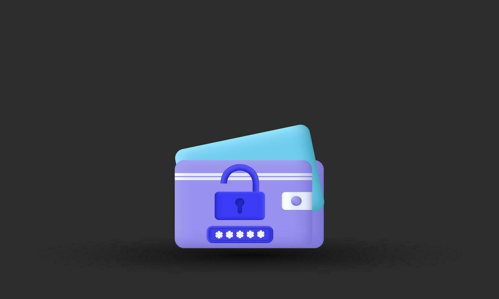 illustration wallet security cartoon vector icon 3d  symbols isolated on background