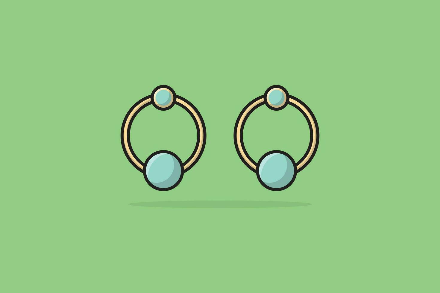 Round shape earrings jewelry vector illustration. Beauty fashion objects icon concept. New arrival women jewelry earrings with gemstone vector design.