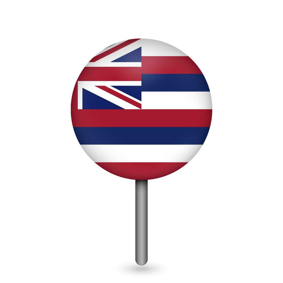 Map pointer with flag of Hawaii. Vector illustration.