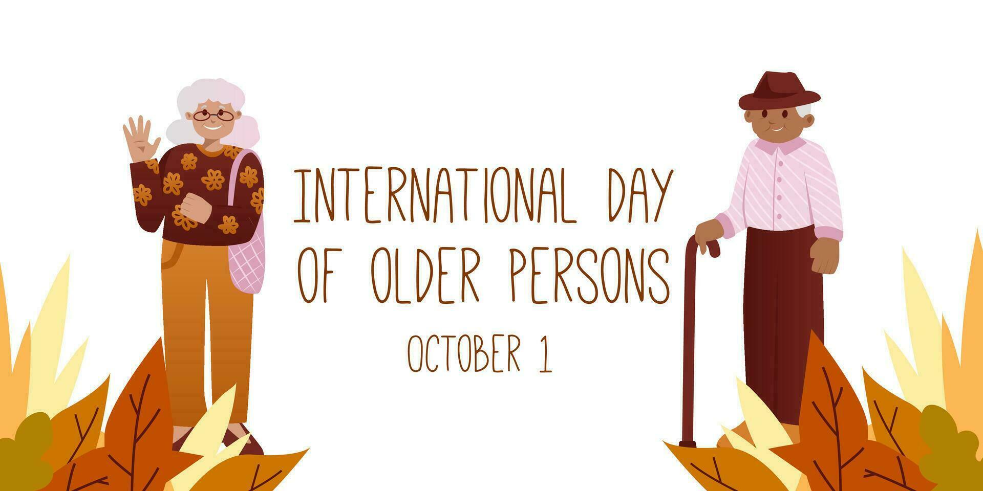 International older persons day, held on 1 October. vector illustration. Can be used to create promotional materials, social media posts, and awareness campaigns for International Older Persons Day