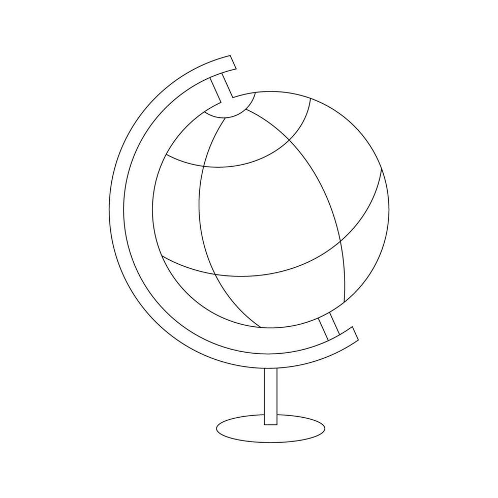 Vector Linear Drawing of a Globe for Coloring