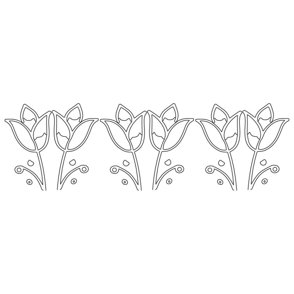 Flower line art set drawing continuous Line drawn line of abstract flower floral rose tropical leaves vector