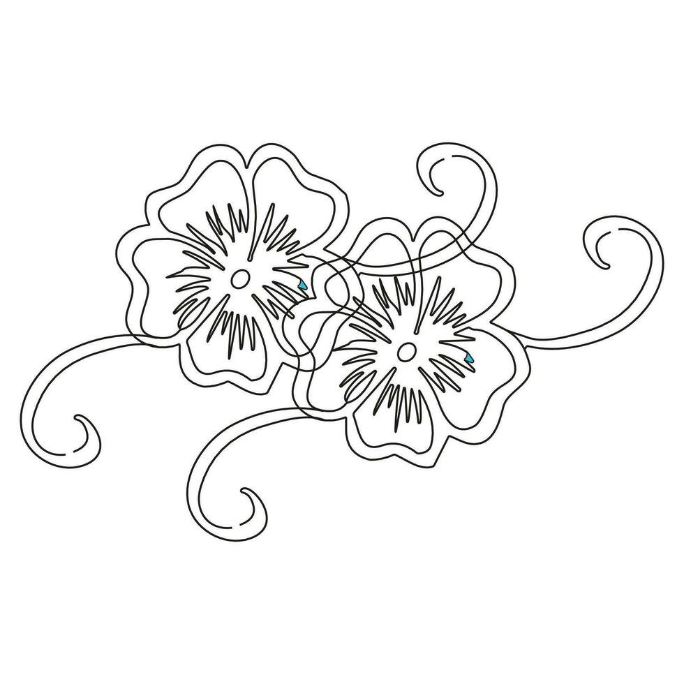 Line Drawing art flower set with side continuous line design Hand drawn line of abstract flower floral rose tropical leaves spring and autumn leaf bouquet vector