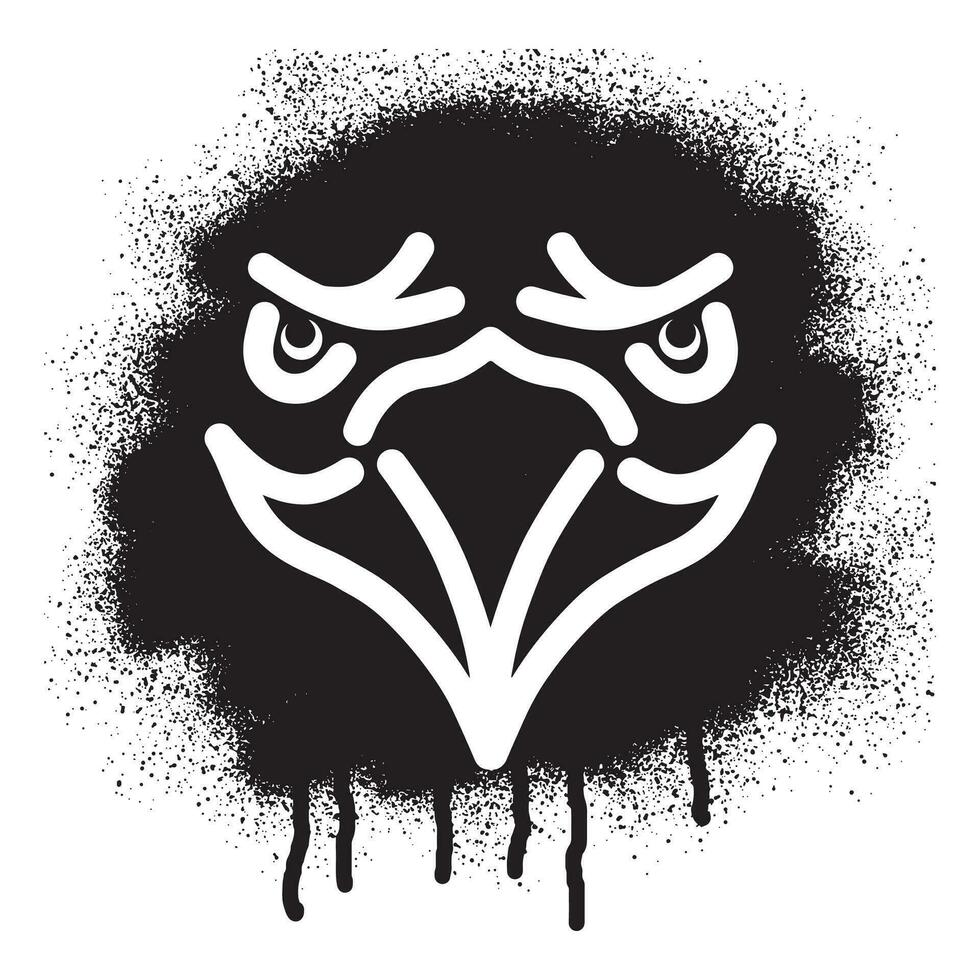 Eagle face stencil graffiti with black spray paint vector