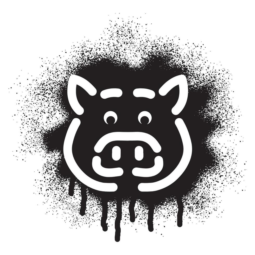 Pig stencil graffiti with black spray paint vector