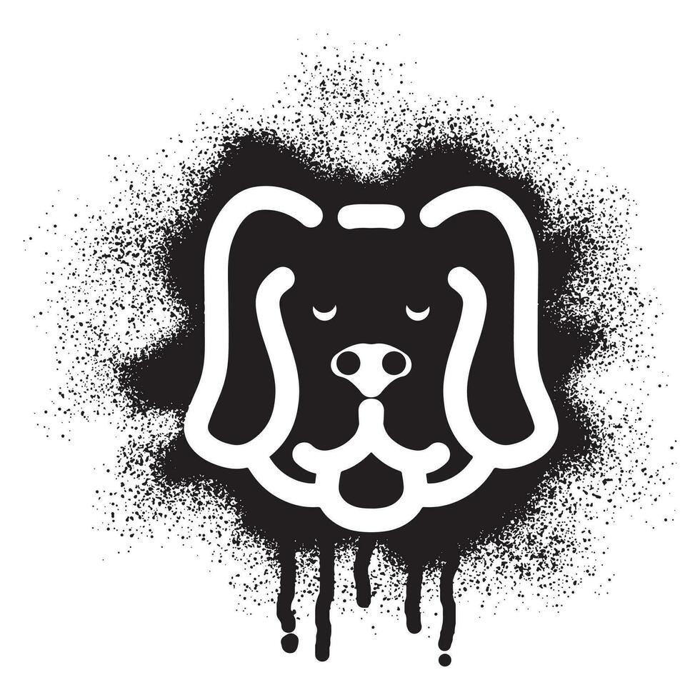 perro cabeza plantilla pintada con negro rociar pintar vector