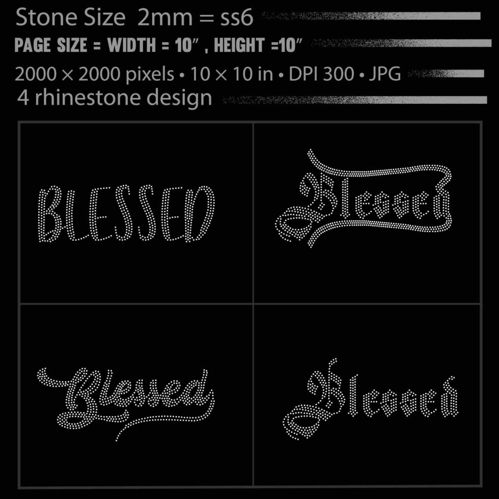 Blessed Rhinestone deign vector