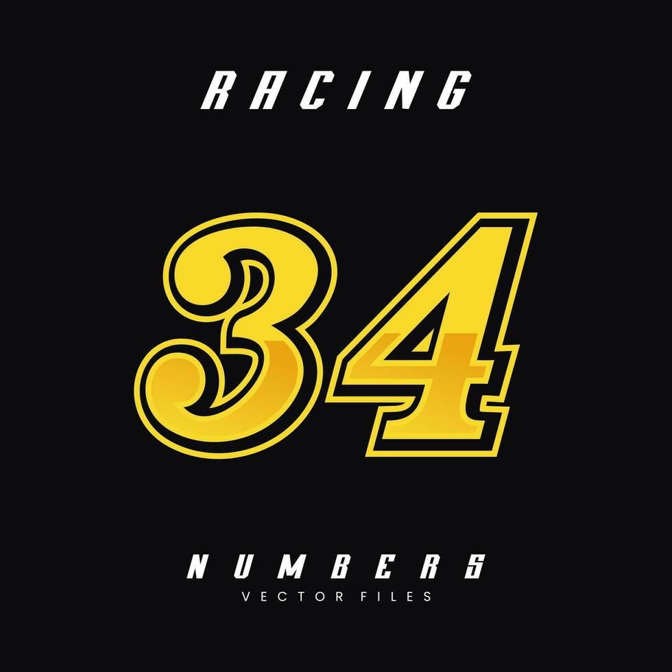 Racing Number 34 Vector Design Template