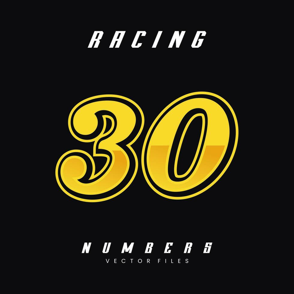 Racing Number 30 Vector Design Template